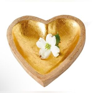 Creative Co Op mango tree Heart-Shaped Gold Decorative Bowl